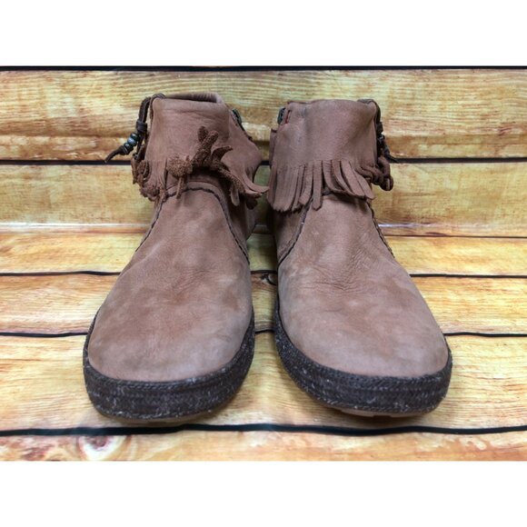 UGG Tiana Fringe Ankle Booties Brown Leather Side Zip Casual 1005454 Womens 10 ( - Picture 8 of 10